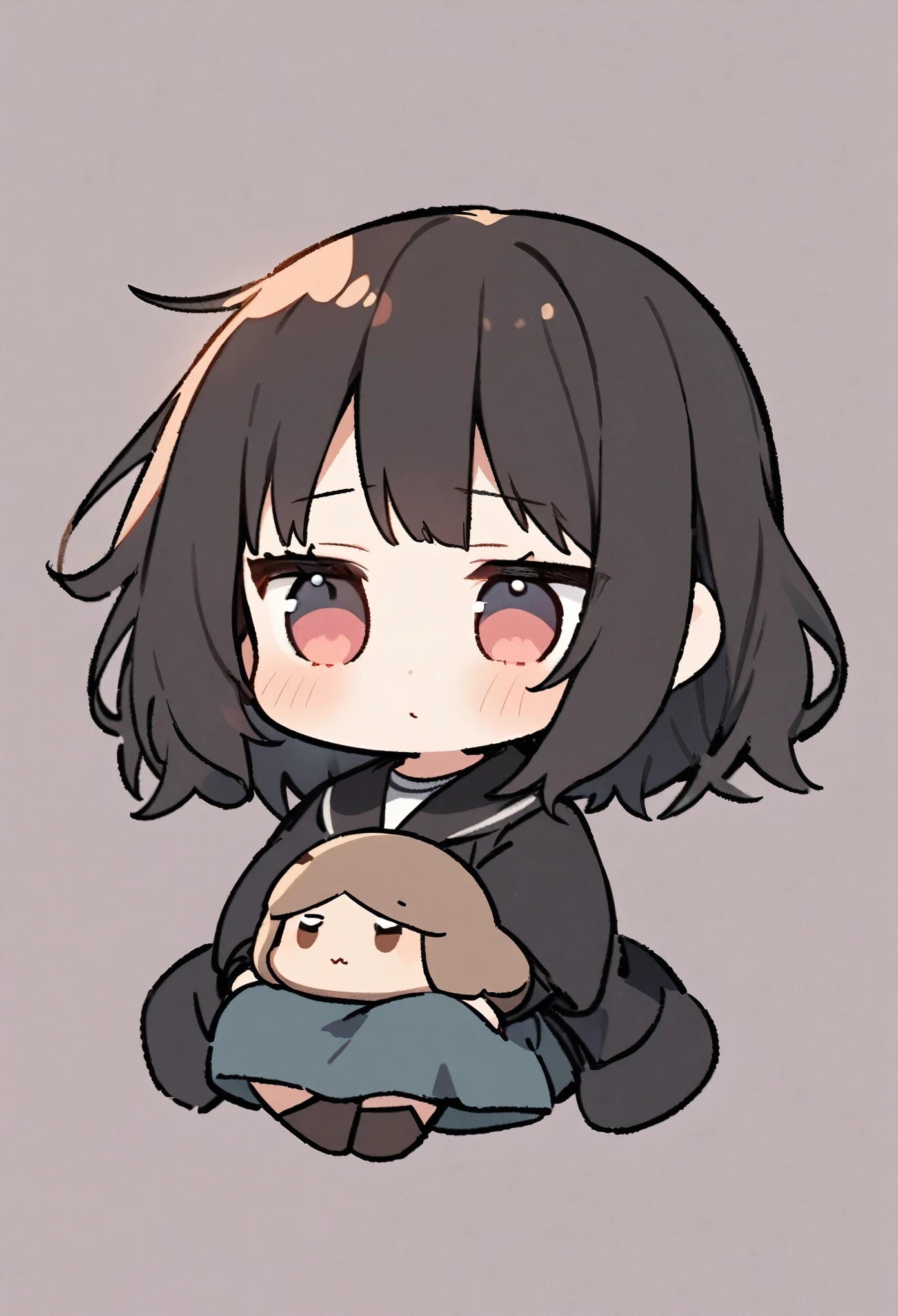 chibi, best quality, girl staring blankly into the distance, cute, cute pose
