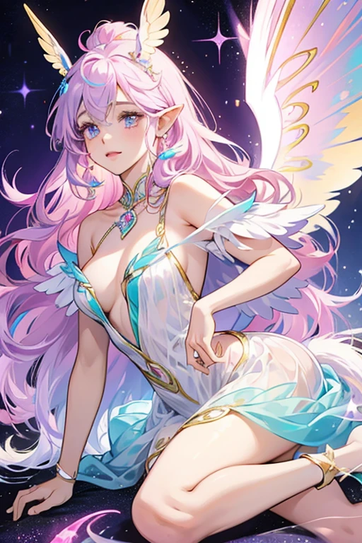 Opal is a winged unicorn with a periwinkle body, a light yellow horn on her head, pink inner ears and a purple mane and tail. Her Jewel Eyes are made out of purple and blue opals. For her attire, her wings are decorated with rosaries of blue, pink and yellow jewels. SPARKLE; GLITTER