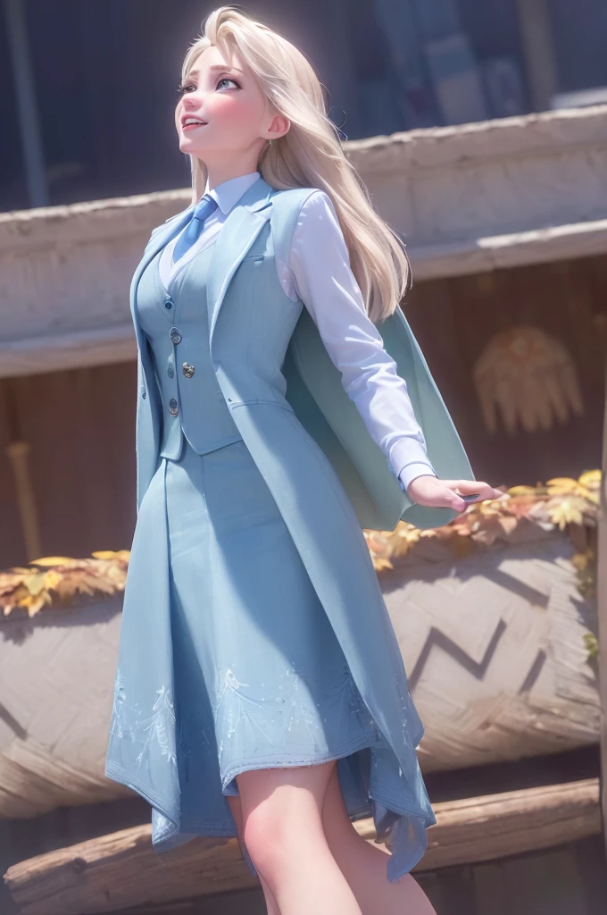 (masterpiece:1.4), (best quality:1.4), (high resolution:1.4), Elsa of Arendelle, long hair, (((skirt suit))), (((3-piece-suit))), (((tie))), (((Dress Shirts))), (((Casual suits))), (((suit))), (((Vest))), double-breasted Vest, (((Tight mini skirt))), Pencil Skirt, tie夾, pocket watch, Pocket Square, Cufflinks,outdoor, (ocean, support, Fall,  autumn:1.3), Smile,