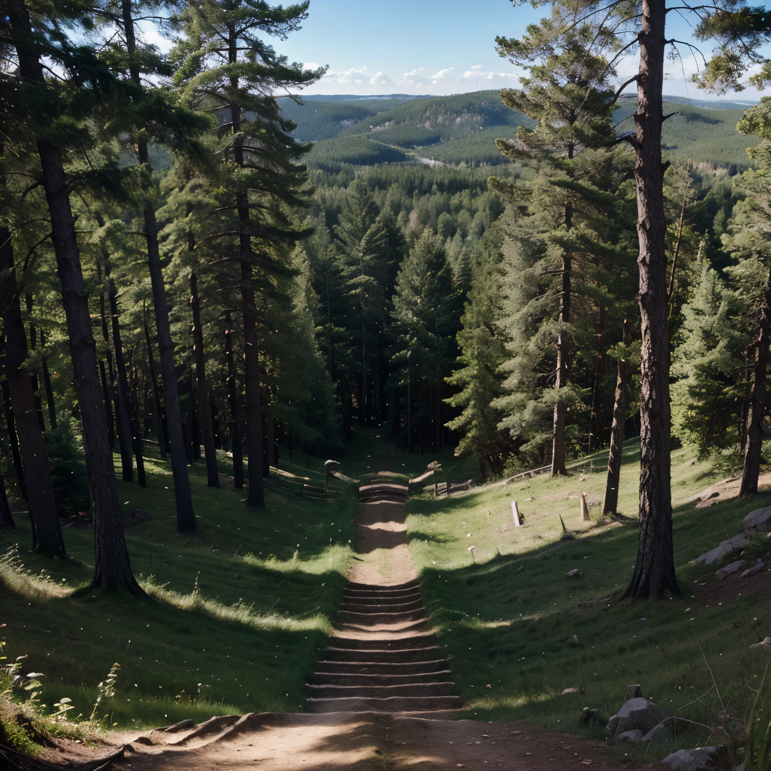 Ultra hd realistic forest downward view from a top of hill