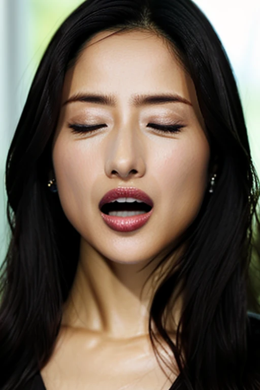 Tabletop,,Award-winning photo, Very detailed, Edge Orgasm,Face Focus, Face close-up、(Woman with open mouth and closed eyes ), 18-year-old、Black-haired、 News anchor、Shiny skin、Inside the car、Face close-up,From below、Realistic nostrils、Browsing Caution,Shortcuts、