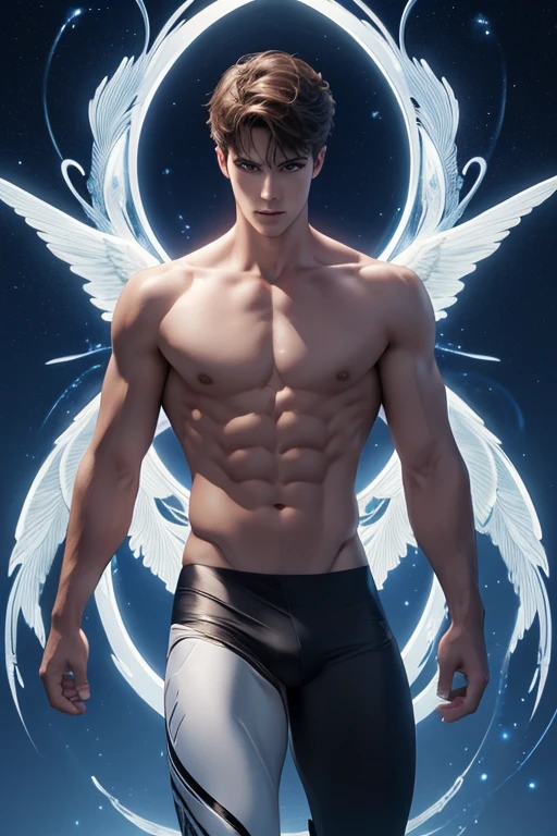 Full Body photorealistic create a boy slim very sexy fractal shirtless very handsome celestial ,8k uhd, model, dynamic pose, ultra lighiting 4k, warm light, detailed eye, detailed face