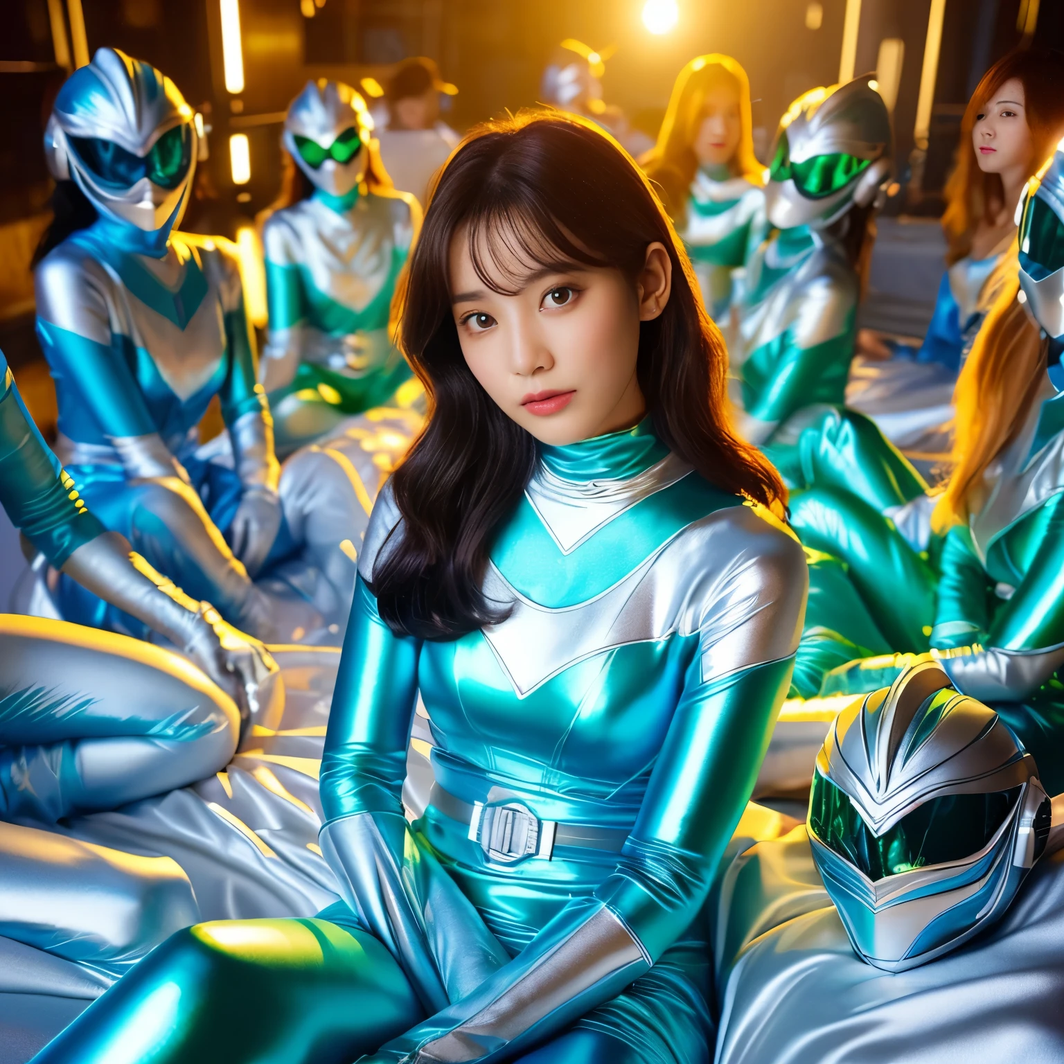 best image quality、Super high resolution、(realism:1.4)、Korean beauty star、The most beautiful KPOP star、horny face、Horny Korean makeup、erotic expression、A body that makes you want to touch it、erotic photos、((Realistic shiny satin fabric texture、High-gloss stretch satin fabric that is smooth and smooth to the touch.、The drape of the curved part of the shiny satin fabric、strong shiny costume、The smooth and beautiful quality and luster of the costumes、A shiny costume made of high-quality satin fabric with high density.、Smooth to the touch oil light liang ultra-class battleship skin coat COS、Super SentaiWomen&HeroineSuit、Texture of costumes that satin fetishists respond to、Thin, glossy stretch satin fabric)),8K photo quality