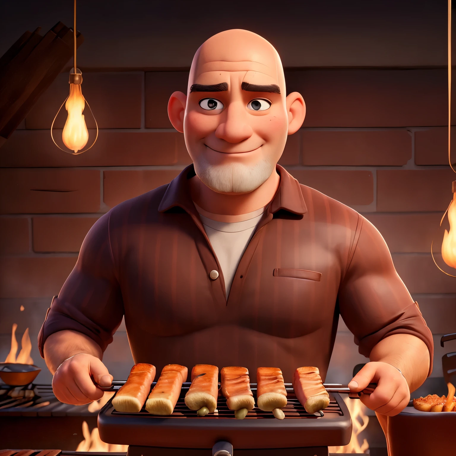 (bald,no beard,strong,beardless,barbecuing with grill,transparent background),(best quality,highres,masterpiece:1.2), (realistic:1.37),portraits,vibrant colors,warm lighting