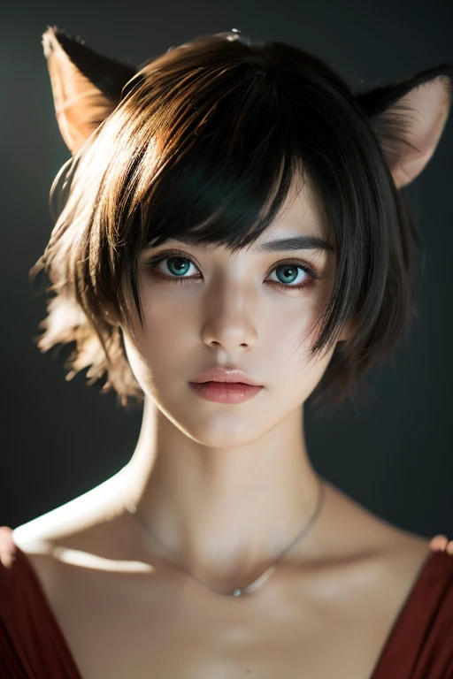 (Absurd, High resolution, Very detailed), masterpiece, highest quality, Light and shadow, ,Wolf ears male,Short Cropped Hair,Short bangs,Detailed face,Black Shirt,No hood,Thin chest,thin,clear, Big eyes, Anime characters,Anthropomorphic white wolf,good looking,Young people, young,good looking,   ((Heterochromia iridis, 左目はclearイエロー, Right eye is red and glowing like crimson,Right eye dazzling,),Mysteriously shining eyes, Fantasy,Mysterious , Great background,,Octane Rendering, Beautiful Features, Beautiful and detailed,  Detailed face, Perfect skin texture, Extremely detailed, Whole-body vision,,  Professional Lighting, profile,Shot with a Hasselblad X1D-50, Written boundary depth, Perfect all-round lighting, (highest quality), (masterpiece), (Very detailed),Far from the Lord,Wolf ears don&#39;t extend beyond the screen,The whole body fits on the screen,Upper body only,smile,Don&#39;t stare at the audience,Don&#39;t show close-ups of your face,Sweep the side hair back,