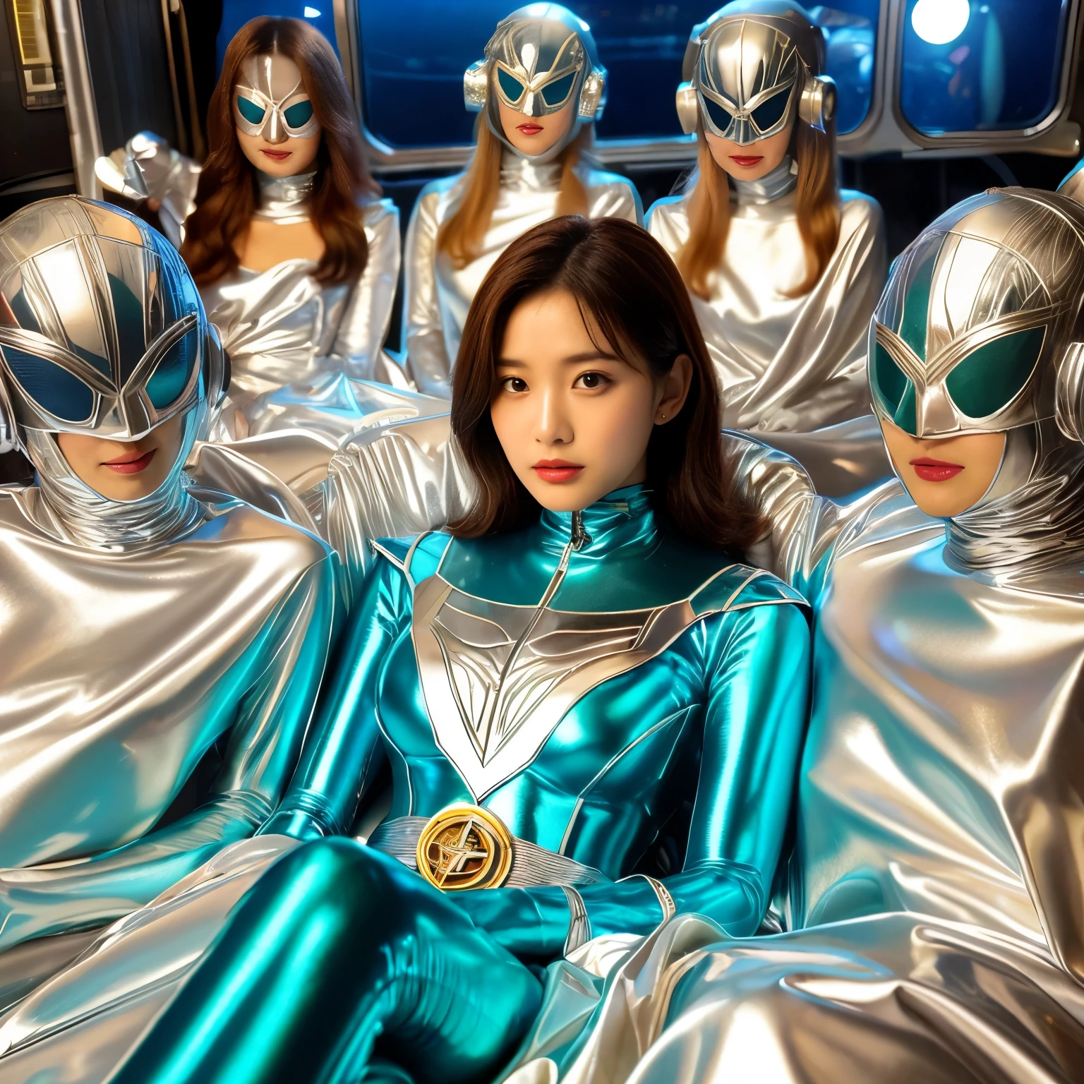 best image quality、Super high resolution、(realism:1.4)、Korean beauty star、The most beautiful KPOP star、horny face、Horny Korean makeup、erotic expression、A body that makes you want to touch it、erotic photos、((Realistic shiny satin fabric texture、High-gloss stretch satin fabric that is smooth and smooth to the touch.、The drape of the curved part of the shiny satin fabric、strong shiny costume、The smooth and beautiful quality and luster of the costumes、A shiny costume made of high-quality satin fabric with high density.、Smooth to the touch oil light liang ultra-class battleship skin coat COS、Super SentaiWomen&HeroineSuit、Texture of costumes that satin fetishists respond to、Thin, glossy stretch satin fabric)),8K photo quality