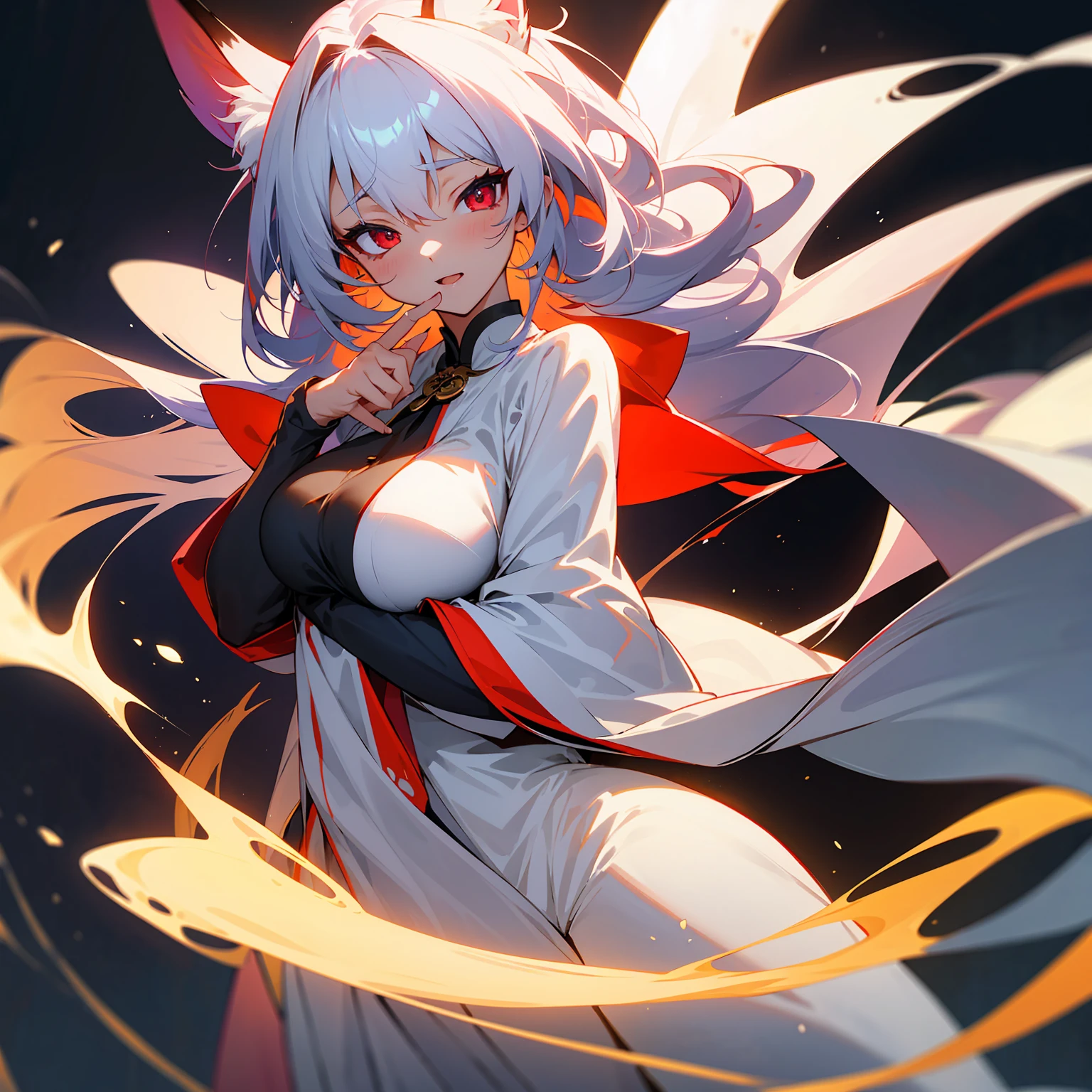 highest quality Neutral face woman I have long hair Odd Eye one person Gray Hair Miko costume beautiful girl Cat ear naked ejaculation Masturbation SEX