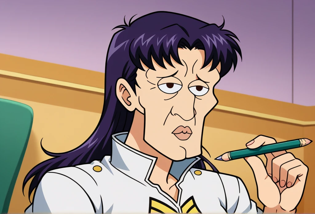 Katsuragi_Misato,
1 chica, solo, purple_cabello, largo_cabello, Katsuragi_Misato, pencil_falda, falda, chaqueta, Rojo_chaqueta,
alto detalle,cinematic light, Detalle intrincado,high resolution, alto detalle,detallado,mejor calidad,
