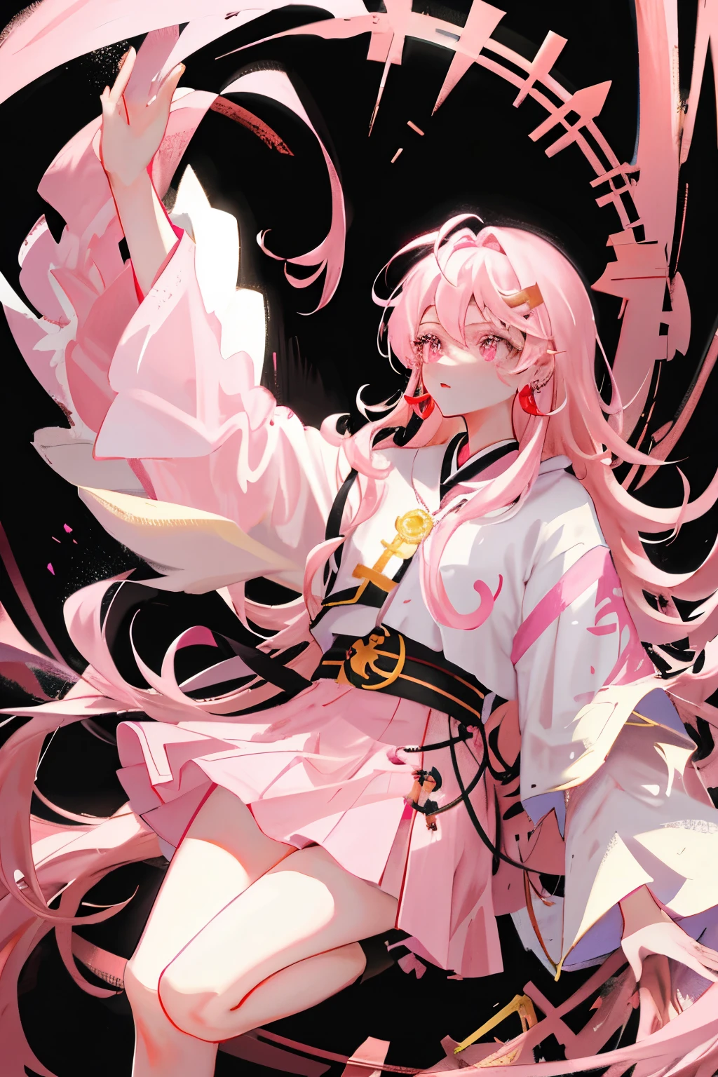 "Exquisite Illustration Depicting Xiao Hu's Gracious Acceptance of Aid from the Secluded Hermit, Showcasing the Hermit Offering Nourishment and Refuge, Highlighting Xiao Hu's Palpable Relief and Gratitude, Capturing the Moment of Unforeseen Kindness Amidst Her Wanderings, Conveying a Sense of Hope and Temporary Respite in the Wilderness."
Characteristics:
- Xiao Hu: Wavy pink hair, pink eyes, pink eyeshadow, pink lipstick, closed mouth, cross ear piercing, hoop earrings, wavy hair, multicolored eyes, capt