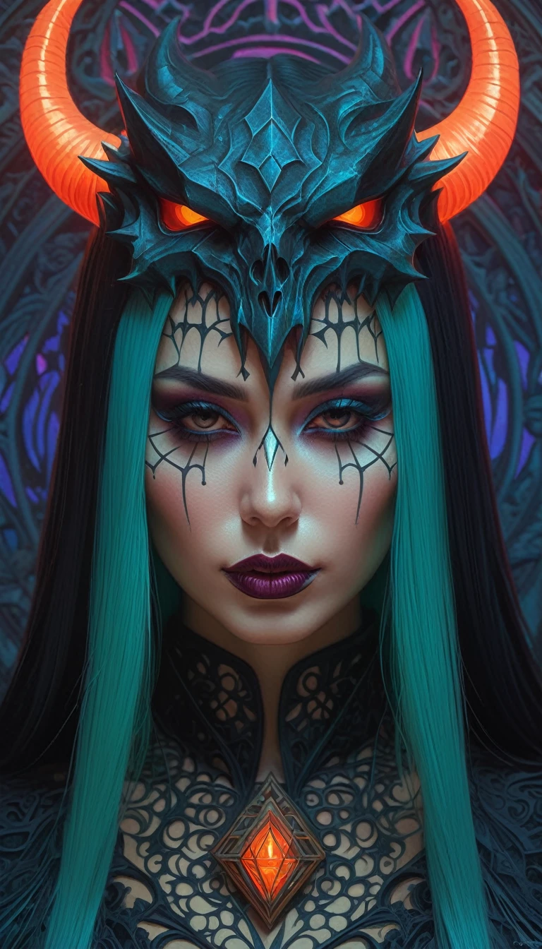 Skull demon sorcerer Concept art portrait by Casey Weldon, Olga Kvasha, Miho Hirano, hyperdetailed intricately detailed gothic art trending on Artstation triadic colors Unreal Engine 5 detailed matte painting, deep color, fantastical, intricate detail, splash screen, complementary colors, fantasy concept art, gothic deviantart masterpiece, tattoo art