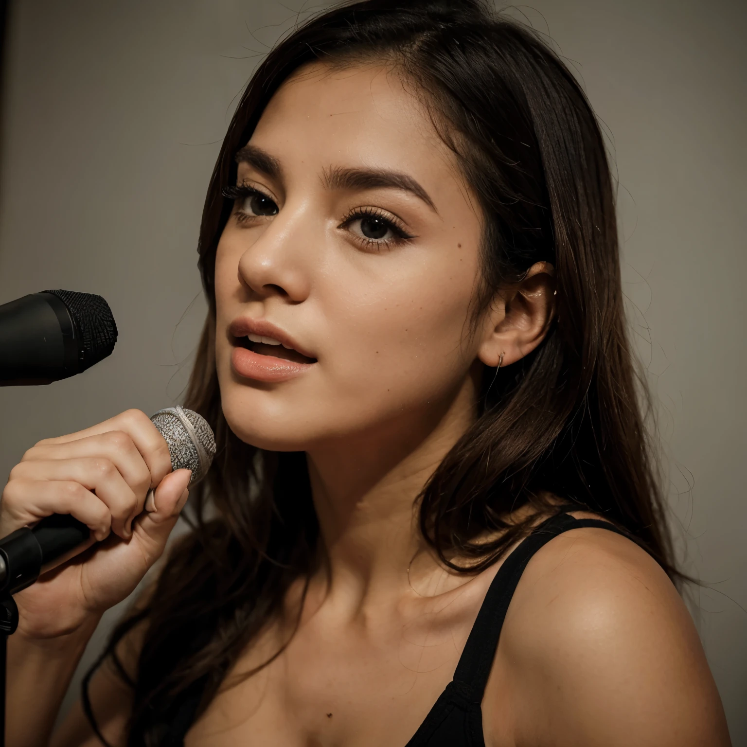 Crie uma cantora corena com microfone