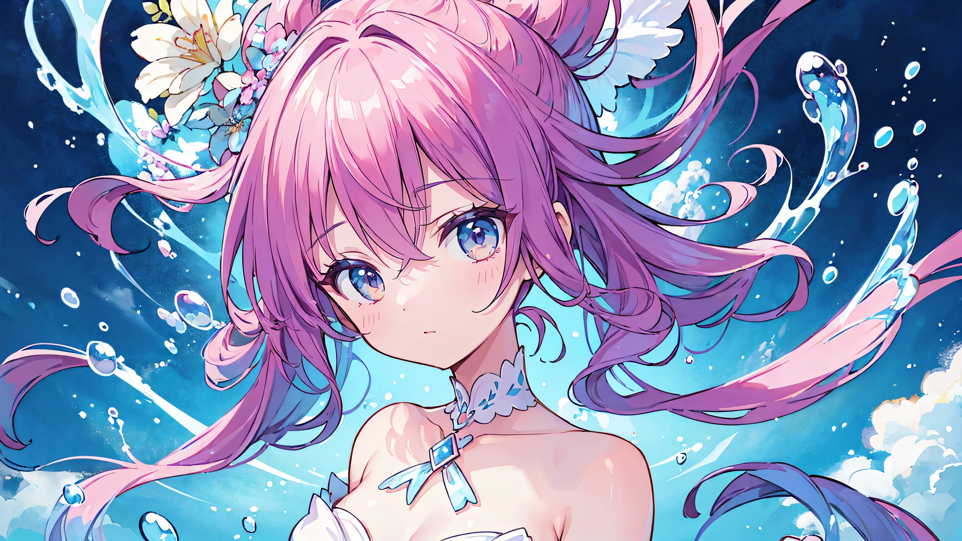 (masterpiece), (highest quality), (Super detailed),(Disheveled Hair),(figure), (1 person), Are standing, Fashion Model, View Viewer, (interview), (Detailed Background),Beautiful fine details, Delicate and beautiful face, floating,(High saturation),(Colorful splashes),Colorful Bubbles,(The Shining), Focus on the face, Floating Flowers, Floating hair, (The Shining), Best lighting, Best Shadow, 1 Bad only