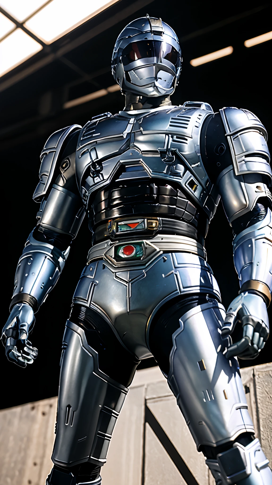 A man wearing a full-face helmet, a fantasy-style biotech armored combat suit, green eyes, (a composite layered chest armor), fully enclosed shoulder guards, matching arm and leg guards, the belt is adorned with cross, (the color scheme is primarily white with golden and blue accents), the design balances heavy with agility, a high-tech bio-mecha armor, (Armor Concept Inspired by Paladin, stand on the top of a skyscraper in a futuristic sci-fi city), this character embodies a finely crafted fantasy-surreal style armored hero in anime style, exquisite and mature manga art style, (battle damage, element, plasma, energy, the armor glows), ((male:1.5)), metallic, real texture material, dramatic, high definition, best quality, highres, ultra-detailed, ultra-fine painting, extremely delicate, professional, perfect body proportions, golden ratio, anatomically correct, symmetrical face, extremely detailed eyes and face, high quality eyes, creativity, RAW p