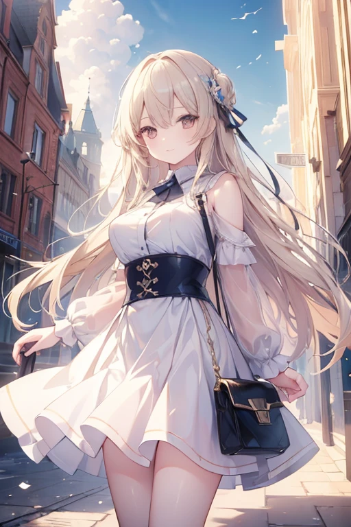 (masterpiece:1.2), (highres:1.2), 1girl, solo, light smile, very long hair, medium breasts, skirt, sunlight, detailed eyes, brown eyes, city detailed background sky cloud building tower
apstyle3 apstyle masterpiece best quality detailed eyes