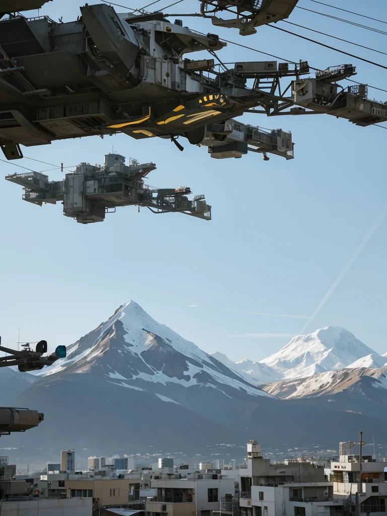 Amidst the chaos, hovering neon sattellites with sleek, angular designs patrol the skies. Their laser beams crisscross the air, casting eerie glows on the wounded parasite. These sattellites are the last remnants of a once-advanced civilization, now reduced to mere guardians of a dying world.