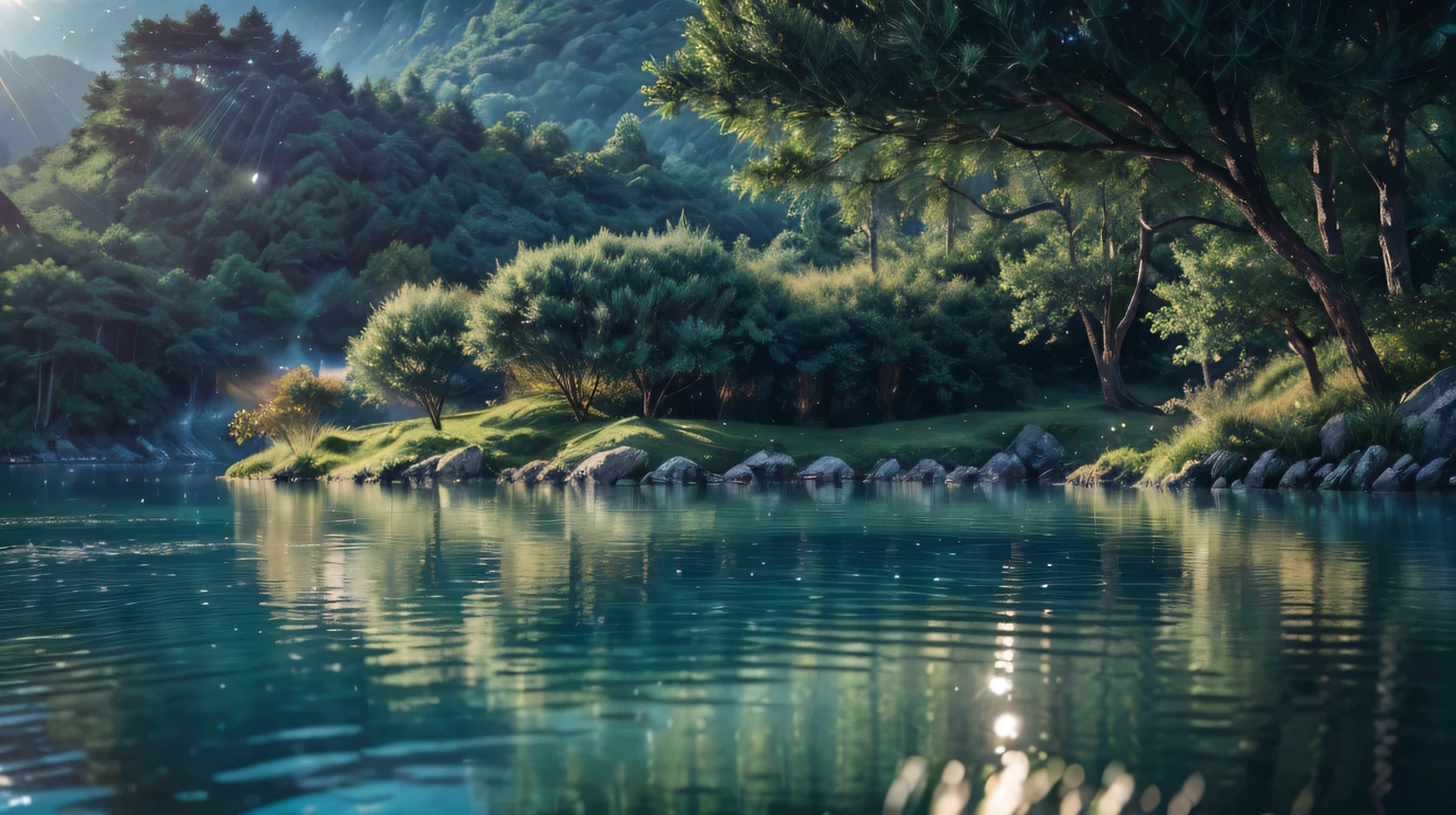 (logo、amazing、8K、Raw photo、amazing、high quality、Photorealistic and very detailed、CG、high quality、very detailed、story poem、Particle Effects、Dynamic Effects、Text Boundary Depth、Cinematic Light、Lens flare、ray tracing、real、ultra hd、fantasy）、beautiful water、splash of water、flow of water、Water swell、fantastic beauty、The beauty and sparkle of crystal clear green water、The tranquility and beauty of water、wonderful Wind view、Beautiful natural water、green、Wind、wonder