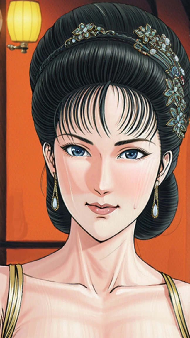 (best quality), (very aesthetic), (ultra-detailed), (best illustration),a mature female,NSFW,perfect face,Suikoden,Mrs. Lin,(full_body),(full_nude),red cheek,sweating,skinny,chinese traditional bed room,sleeping face up in bed,