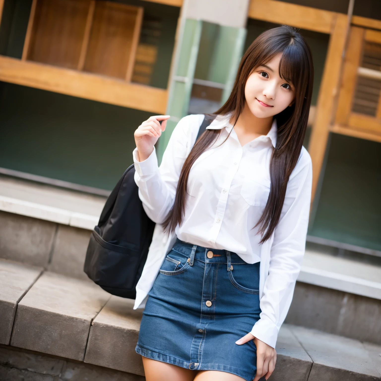 A short and neat beautiful college student working in revealing clothes