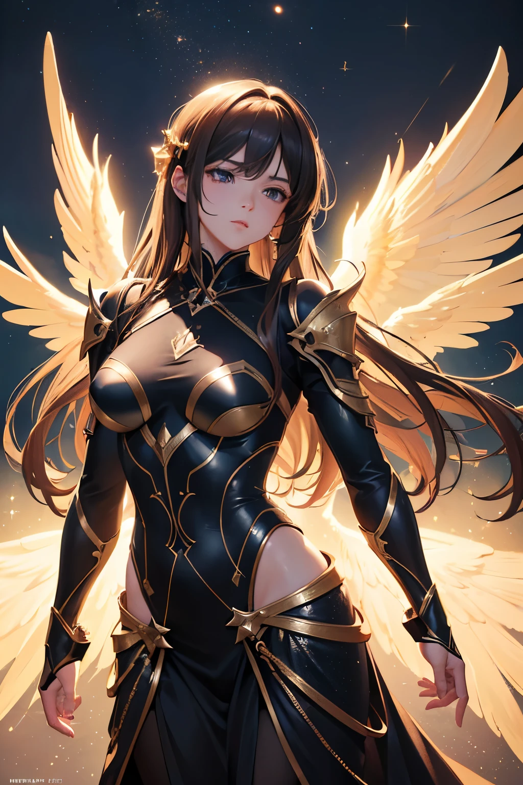 (best quality,8k,highres,masterpiece:1.2),ultra-detailed,(realistic,photorealistic,photo-realistic:1.37),anime style,angel hugging demon,sparkles in air,epic scene,full body,intense lighting