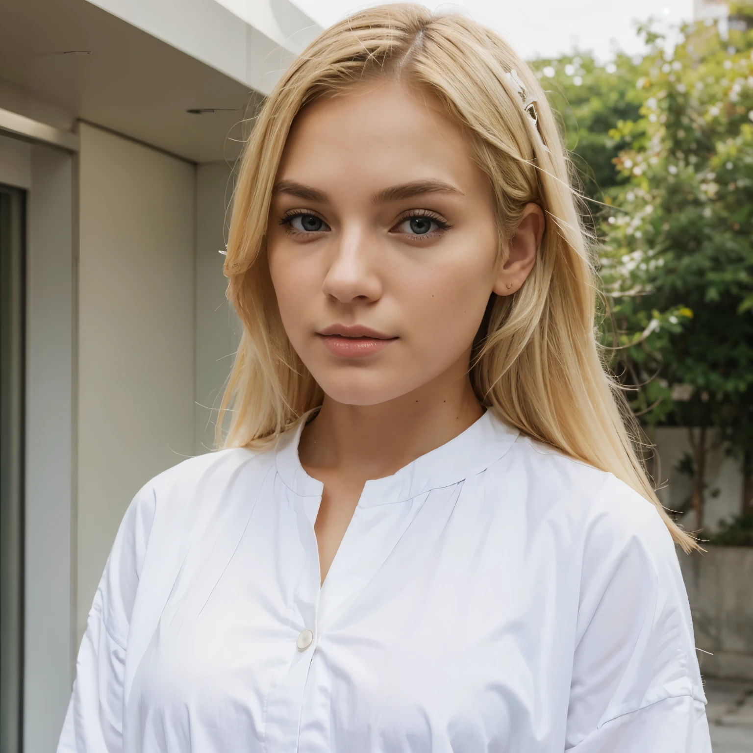 Make a blonde character with white clothes