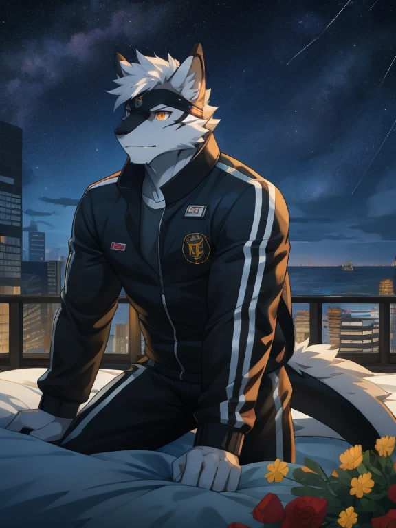 masterpiece,night,Anthropomorphic dragon,one person,(((s hair))),male,26 years old,Thick eyebrows,Light-colored fur,Strong body,pectoralis major,(((nude,White tracksuit,coat,Blue sports cap))),full-body shot,on city streets,(((With a machine gun))),(((ready to fight)))dark night,Light,sweat,(((white hair))),Serious,Emotional Focus,Looking at the enemy,Serious,Vigilante,defend,Golden pupils,big eyes,Strong,Lying on the bed in the sea of flowers,Full body image,The sky is clouded over,cloudy day,Green Plants,it'it'It's raining on the road,Swamp area,Broken Branch,forest,war(((background:broken city 1.5))),(((Detailed character description))),
