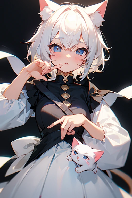 Short white hair, blush,、Cat Ear Cosplay、masterpiece、highest quality、Eye highlights、Clean your eyes、sharp、Shah's Pose、