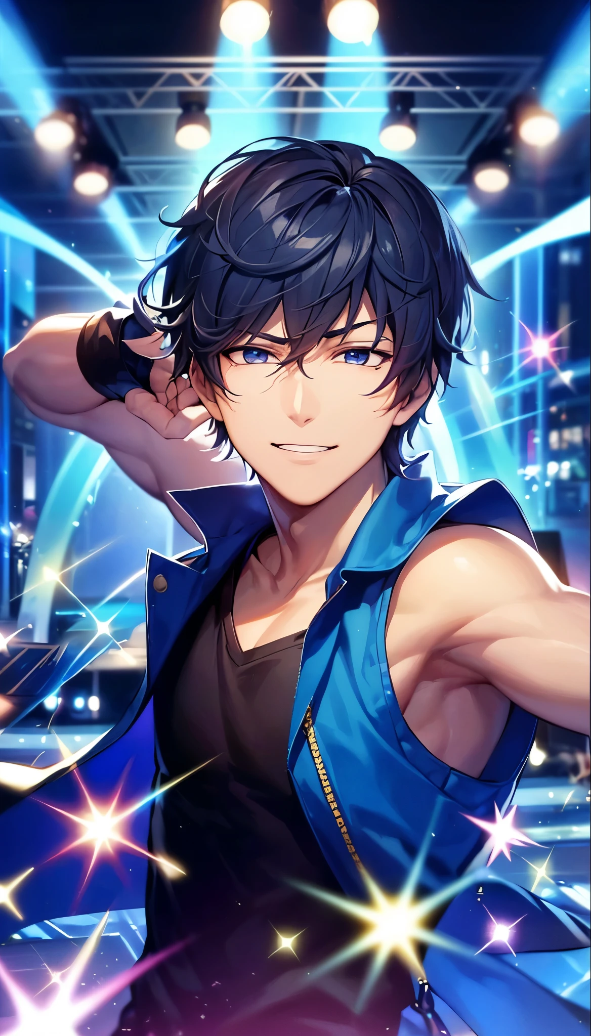 a handsome guy、Serious expression、Cool and beautiful face、Highly Detailed CG Unity 8K Wallpaper, (super masterpiece, Beautiful person, well detailed face polluted smile, It's photorealistic, Hyperrealistic)Cool and handsome face