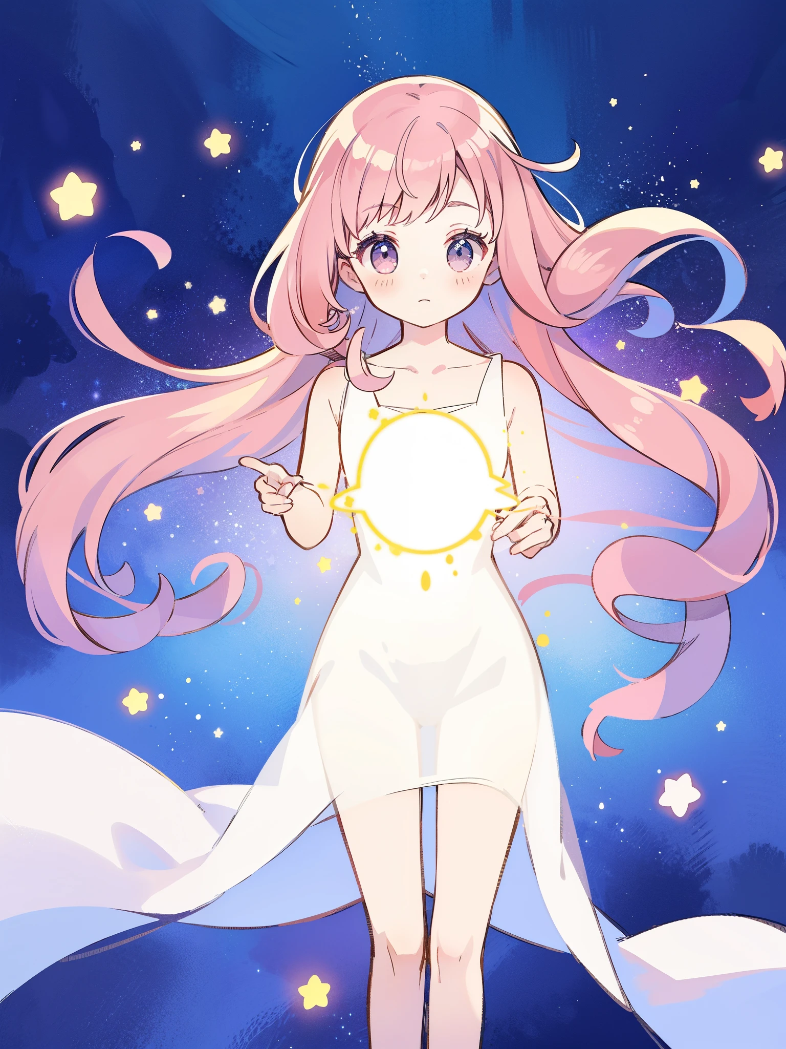 complex background, wishing star background, a woman wearing an ethereal mystical pink translucent dress that reflects the stars, perfume promo art, mystic, complex drawing, highly detailed, Covergirl brand, promo art, artistic rendition, ethereal, starry night, midjourney style