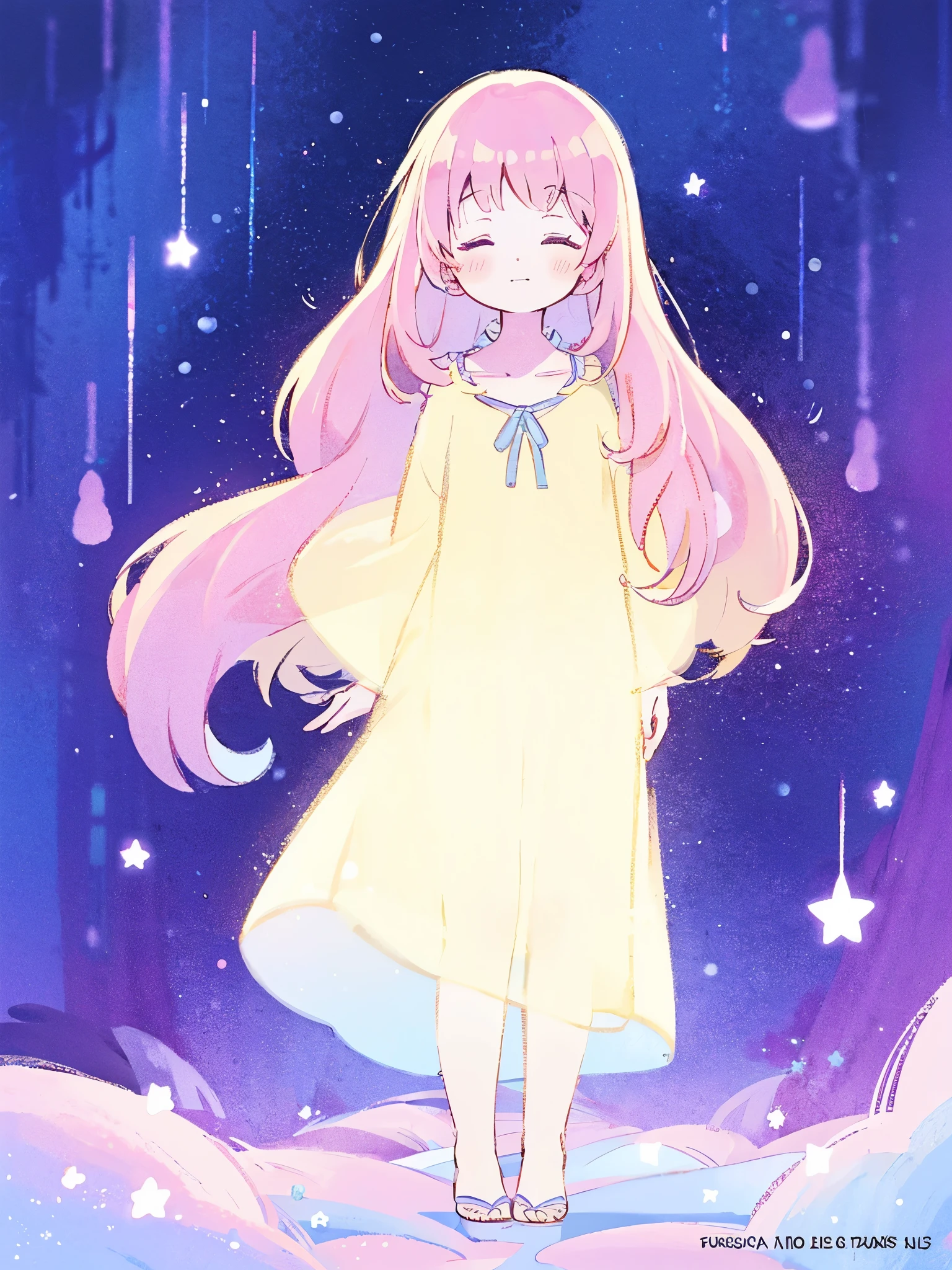 complex background, wishing star background, a woman wearing an ethereal mystical pink translucent dress that reflects the stars, perfume promo art, mystic, complex drawing, highly detailed, Covergirl brand, promo art, artistic rendition, ethereal, starry night, midjourney style