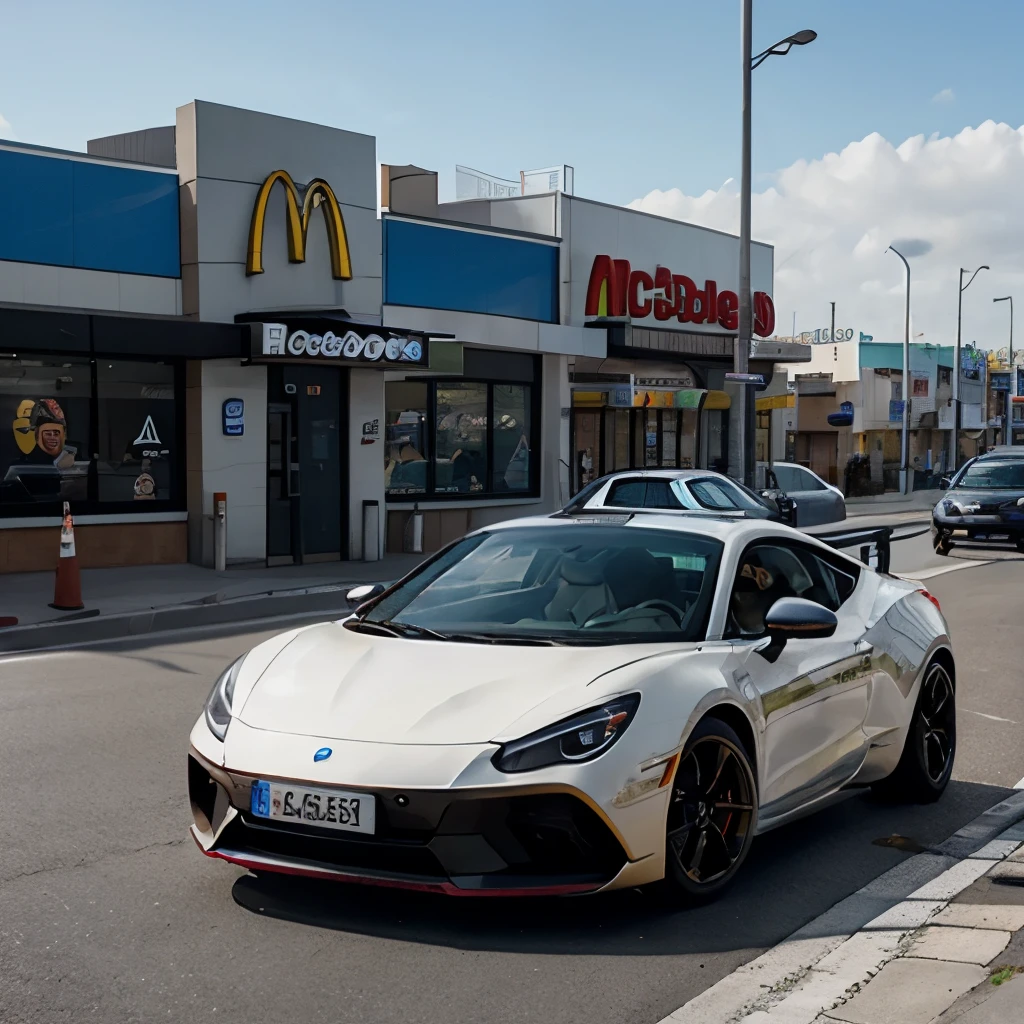 Los autos circulan por una calle frente a un McDonalds