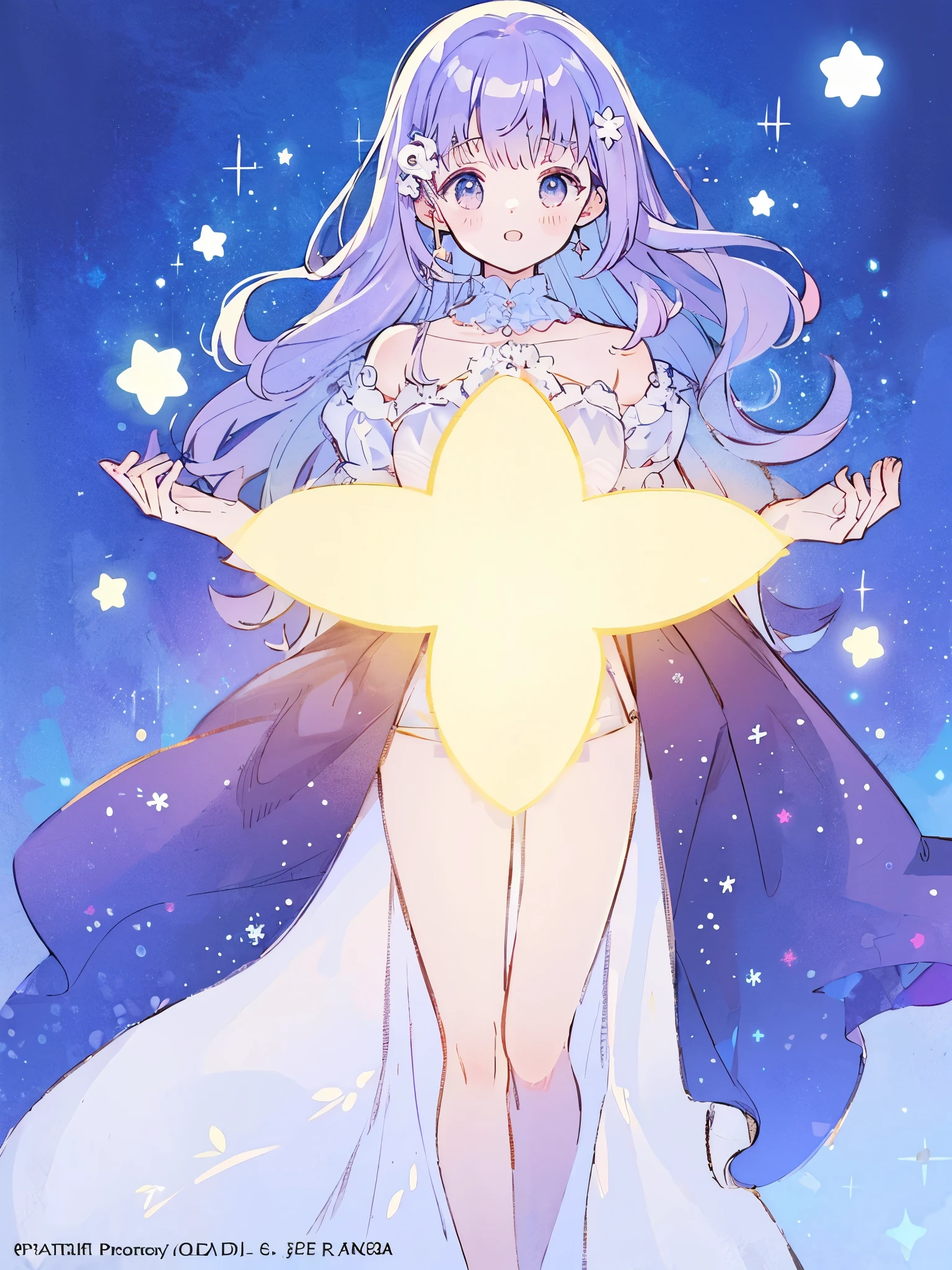complex background, wishing star background, a woman wearing an ethereal mystical pink translucent dress that reflects the stars, perfume promo art, mystic, complex drawing, highly detailed, Covergirl brand, promo art, artistic rendition, ethereal, starry night, midjourney style