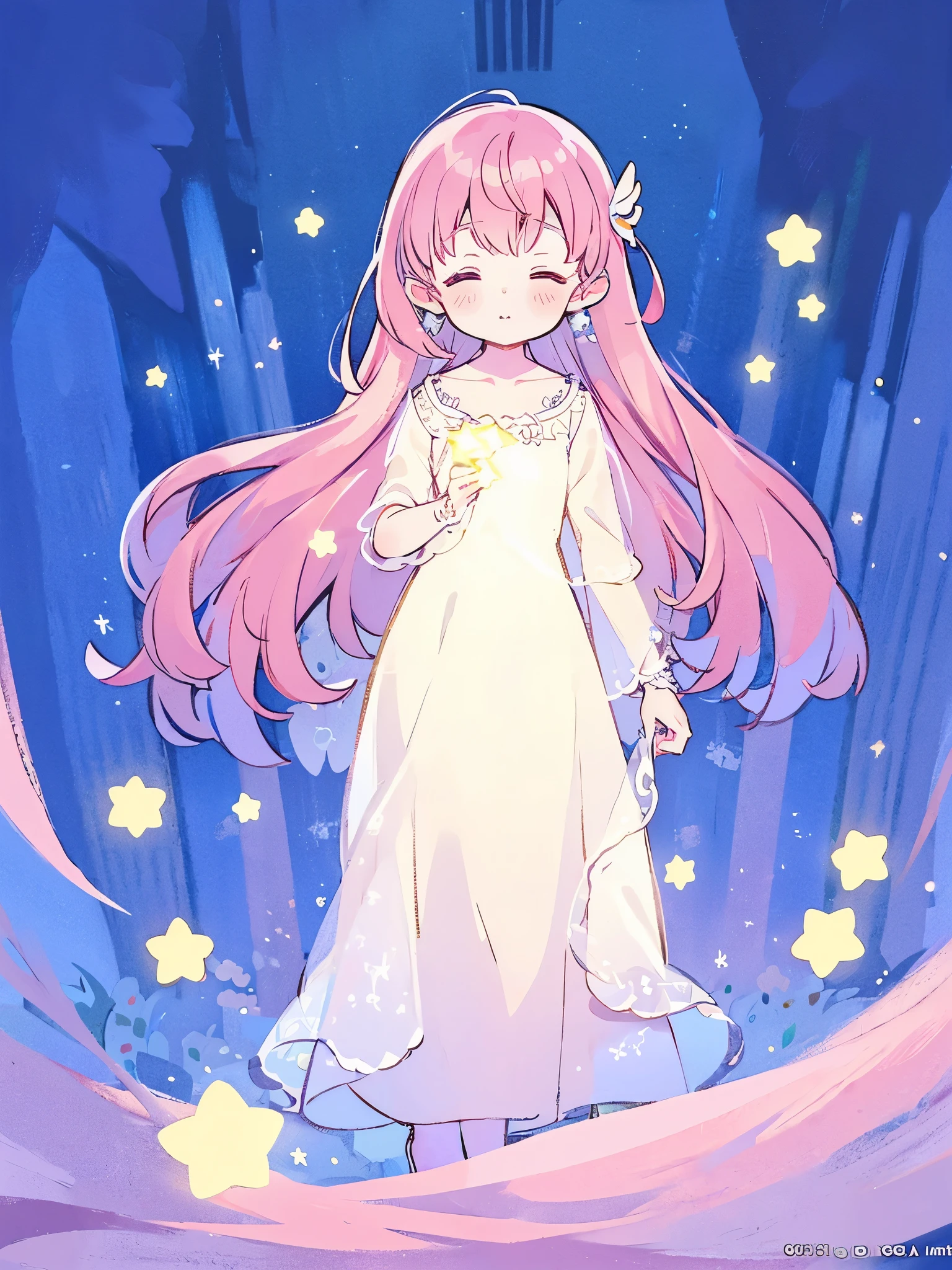 complex background, wishing star background, a woman wearing an ethereal mystical pink translucent dress that reflects the stars, perfume promo art, mystic, complex drawing, highly detailed, Covergirl brand, promo art, artistic rendition, ethereal, starry night, midjourney style