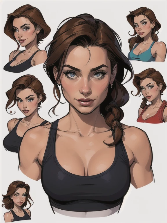 Rachel WeiszTurnaround sheet sorriso feliz Personagem Lara croft imagem de corpo inteiro desenho animado de uma mulher .cartoon style illustration, estilo de arte dos desenhos animados, estilo de arte dos desenhos animados, digital illustration style, design de personagens altamente detalhado, arte digital detalhada fofa, City fan art, Design de personagens de retrato, beautiful digital illustration, retrato de alta qualidade, Arte em quadrinhos, mulher jovem. expression of sexual desire