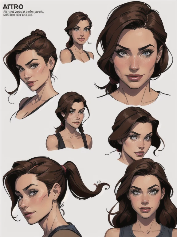 Rachel WeiszTurnaround sheet sorriso feliz Personagem Lara croft imagem de corpo inteiro desenho animado de uma mulher .cartoon style illustration, estilo de arte dos desenhos animados, estilo de arte dos desenhos animados, digital illustration style, design de personagens altamente detalhado, arte digital detalhada fofa, City fan art, Design de personagens de retrato, beautiful digital illustration, retrato de alta qualidade, Arte em quadrinhos, mulher jovem. expression of sexual desire