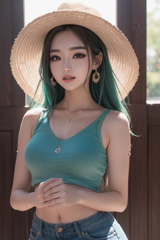 (8K, foto cruda, Fotorrealista:1.25) ,( brillo de labios, Eyelashes, cara brillante, Piel brillante, mejor calidad, ultra high resolution, profundidad de campo, Chromatic aberration, caustics, Ample lighting, sombreado natural,kpop idol) mirando al espectador con una felicidad serena y divina, pelos rosados, ojos verdes, Asain,
INFO