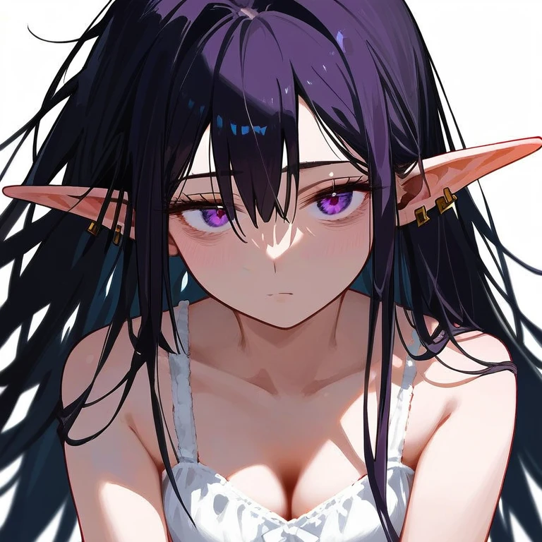 (purple skin,purple skintone,violet skin,violet skintone)(blue hair,aquamarine hair,blue hair color)(dress)(beautiful detailed eyeeautiful detailed lips)(long eyelashes)(curly hair)(slim body)(peaceful expression)(blushing) (transformation, post-transformation, tg, tf)