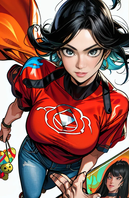 raw photo, ::comix style by marc silvestri:: beautiful woman ashley alexiss european perfect and detailed,   style ::2.0 comix illustration style,tatoon style , man model ultra detailed, (beautiful and clear background:1.2),, fantastic paintings ,graffit style, olhos altamente detalhados , a white t-shirt or tatoon stamp , blond hair, masterpiece, best quality, high quality, highres, detail enhancement, ((most beautiful image in the world)), masterpiece, best quality, high quality, highres, detail enhancement, ((most beautiful image )),with short, shiny black hair, wearing a large round-neck t-shirt, wearing jeans, five legs, like yellow sneakers, emphasizing the integrity of the human body, emphasis on the correct 5 fingers on each hand and the correct shadow, , bright image, art by stanley artgerm lau, art by kenneth rocafort, art by genzoman, art by joe madureira, art by blushyspicy, art by stjepan sejic, art by j scott campbell, art by guillem march, art by citemer liu, 4k, high resolution, comic book, comic book character, comic, high quality