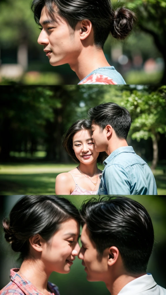 (best quality,4k,8k,highres,masterpiece:1.2),ultra-detailed,(realistic,photorealistic,photo-realistic:1.37),HDR,UHD,studio lighting,ultra-fine painting,sharp focus,physically-based rendering,extreme detail description,professional,vivid colors,bokeh,portraits,
A couple is standing in a beautifully landscaped park. The photo has the highest quality, with a resolution of 4K or even 8K, making it a masterpiece. The image is ultra-detailed, the couple's facial features, clothing, and surroundings are all clearly depicted. The scene is realistic and photorealistic, allowing viewers to feel as if they were actually present in the park. The colors are vivid and the lighting is professionally done, highlighting the couple's features and the park's beauty. The focus in the photo is razor-sharp, capturing every little detail perfectly. The park itself is finely painted, with physically-based rendering techniques used to create a lifelike environment. The photo has an extreme level of detail description, displaying even the smallest elements with precision. The overall aesthetic is that of a portrait, showcasing the couple's love and connection. The colors and tones in the photo are carefully chosen, creating a warm and romantic atmosphere. The lighting in the park is natural and soft, casting a beautiful glow on the couple.