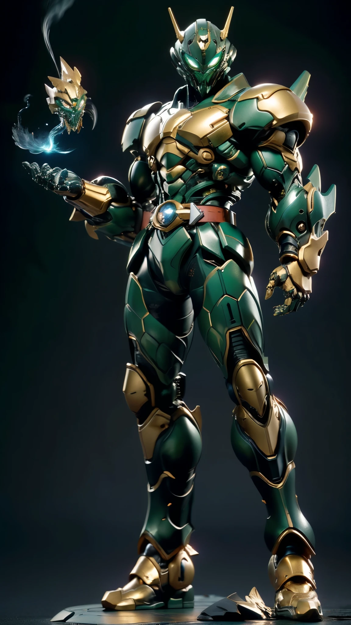 A man wearing a full-face helmet, a fantasy-style biotech armored combat suit, green eyes, (a composite layered chest armor), fully enclosed shoulder guards, matching arm and leg guards, the belt is adorned with cross, (the color scheme is primarily white with golden and blue accents), the design balances heavy with agility, a high-tech bio-mecha armor, (Armor Concept Inspired by Paladin, stand on the top of a skyscraper in a futuristic sci-fi city), this character embodies a finely crafted fantasy-surreal style armored hero in anime style, exquisite and mature manga art style, (battle damage, element, plasma, energy, the armor glows), ((male:1.5)), metallic, real texture material, dramatic, high definition, best quality, highres, ultra-detailed, ultra-fine painting, extremely delicate, professional, perfect body proportions, golden ratio, anatomically correct, symmetrical face, extremely detailed eyes and face, high quality eyes, creativity, RAW p