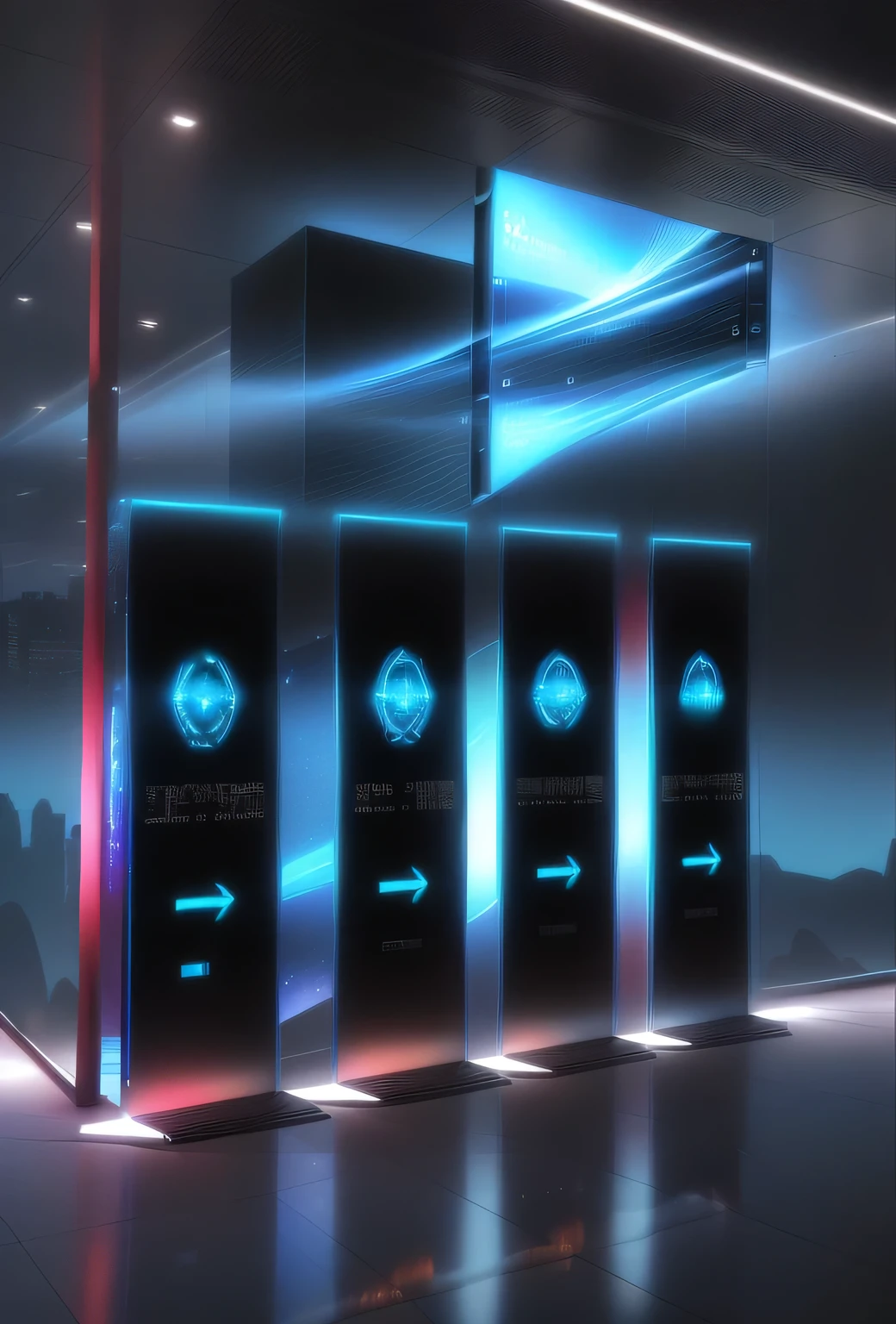 there are three large Screen in a room with a glass wall, Digital Displays, digital Screen, Digital Display, Electronic case display, digital Screen on the walls, digital banner, LED Displays, large commercial led Screen, Screen, Digital posters, digital artist, Products, Business Banner, led Screen, LED Display, technological Screen, plasma display, Signage, to show