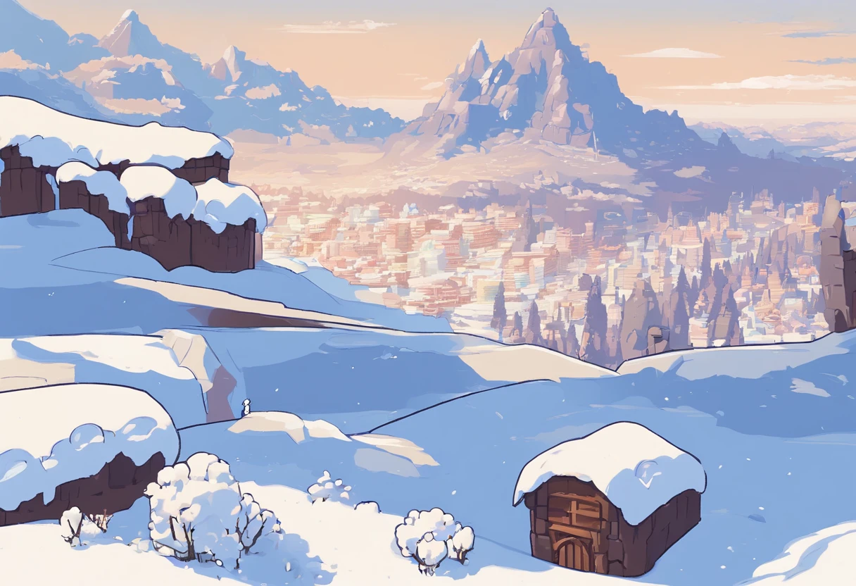 Imagen animada de
- **Escenario**: The top of a snowy mountain, with a vast landscape of mountains stretching to the horizon. La nieve cubre el suelo y las rocas.
- **Personajes**: Liora (joven con cabello negro y ojos serenos, con vestido sencillo) she is kneeling in the center, observing a magical flower that grows alone in the middle of the snow. The flower has bright blue petals that emit a bright light..
- **ambiente**: The sky is clear and the sun shines brightly, creating a contrast between the cold of the snow and the heat of the sunlight. El aire parece fresco y limpio.
- **Detalles**: Add details like Liora's breath visible in the cold air, sus ropas de abrigo ligeramente agitadas por el viento, y huellas en la nieve que muestran su arduo viaje hasta la cima.