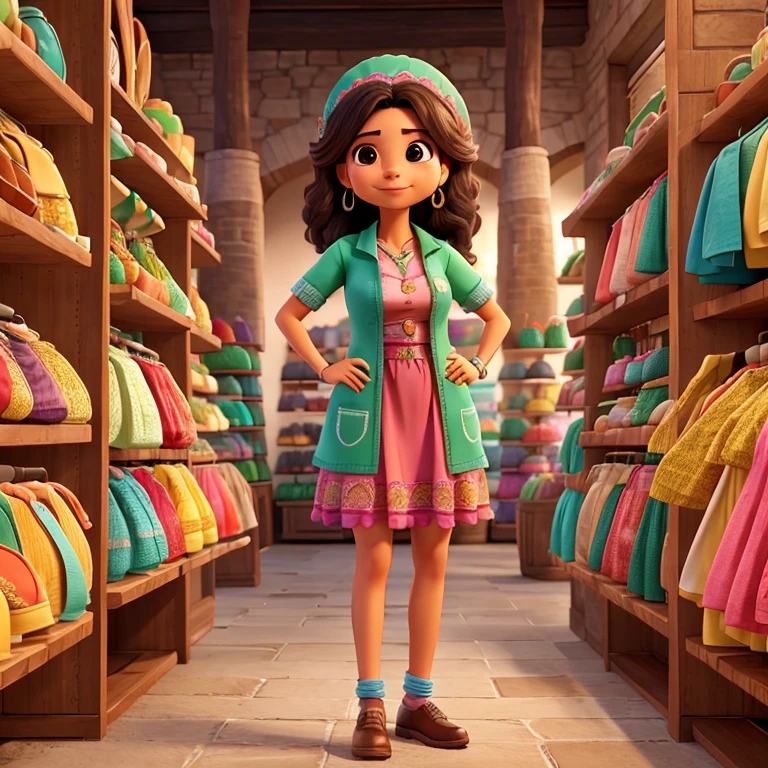 Mujer mexicana, usando ropa de segundo uso en la tienda BOUTIQUE JOROLIS