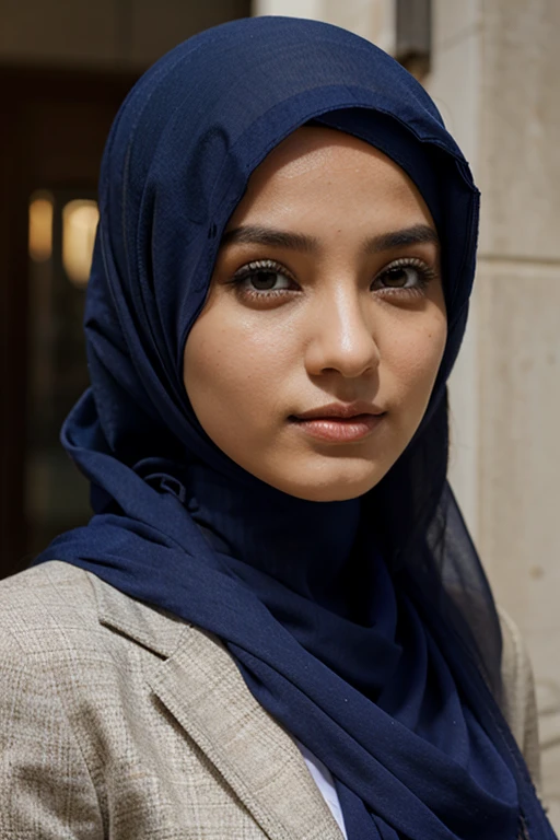 a woman wearing suit with hijab