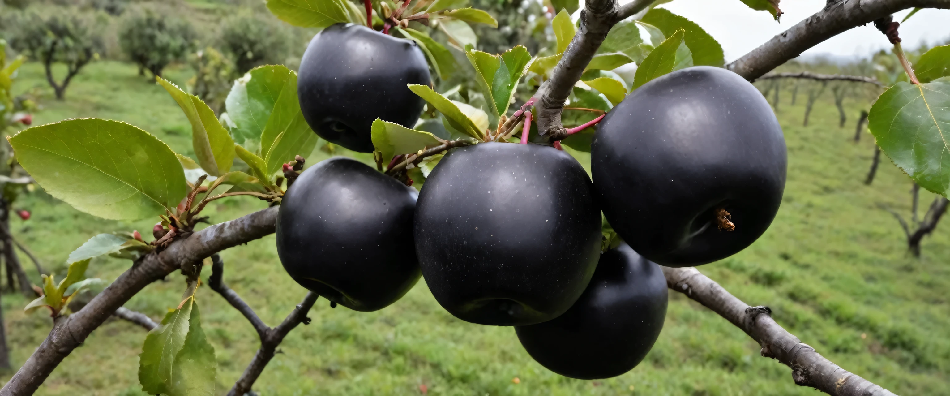 the tree is black apple, las manzanas son negras, manzana negra