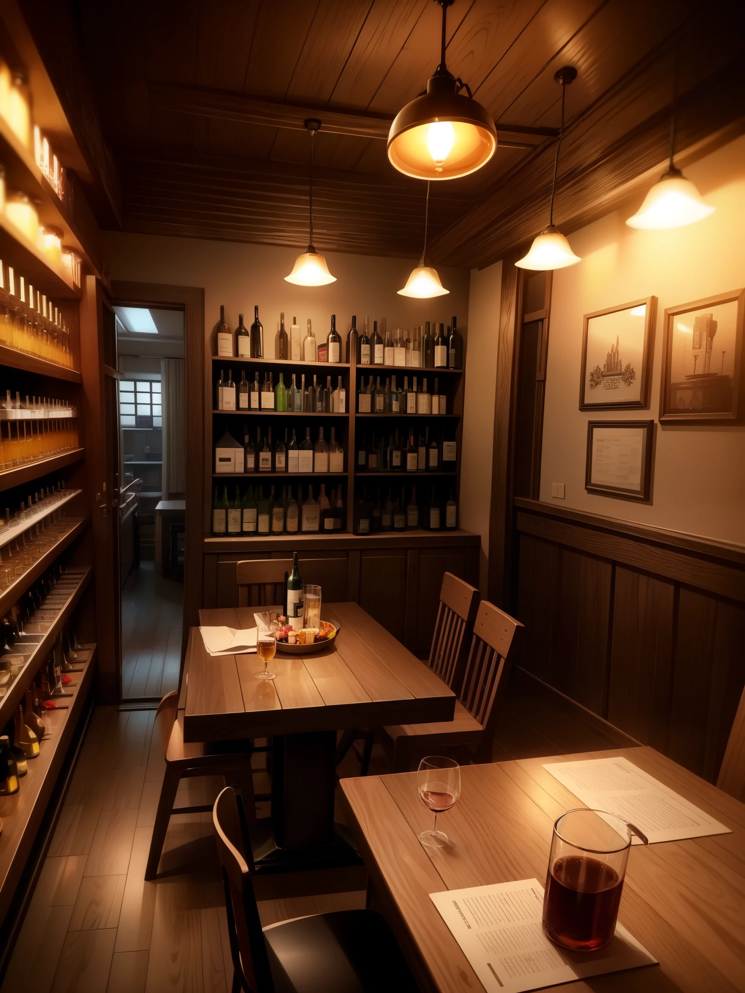 Calm atmosphere、Tavern、cigarette草、cigarette、Wine Bottle、A wide variety of alcohol、cheers、beer mug、Chairs and desks、break、chugging、Trumpet drinking、wine cellar