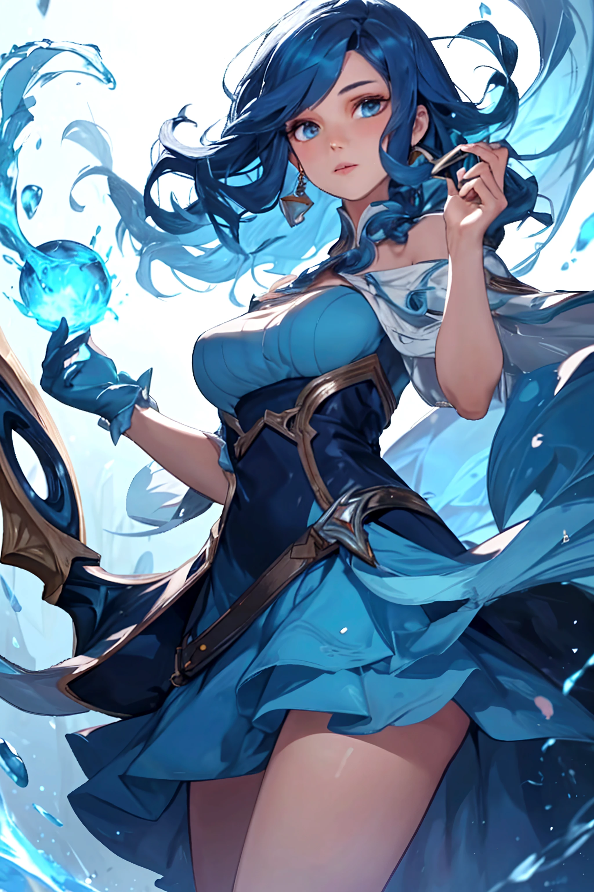 a woman in a white dress and a hat with blue hair, extremely detailed digite germe, digite germe julie bell beeple, digite germe detailed, digite germe. alto detalhe, estilo de arte de fantasia, fanart best art station, digite germe and lois van baarle, digite germe lau, arte digital detalhada de fantasia 2D, arte de fantasia detalhada