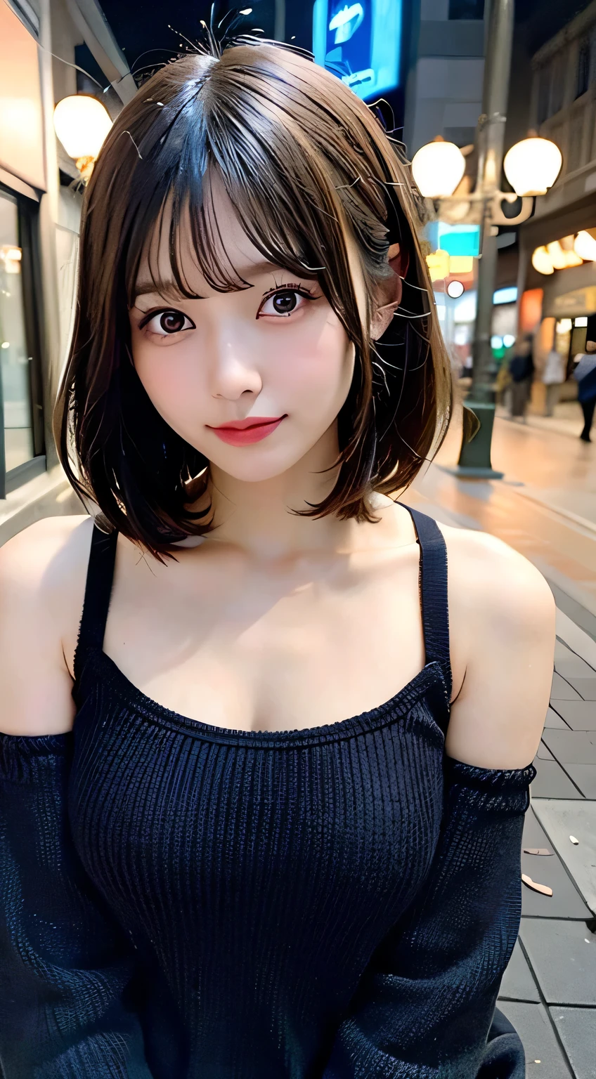 (8k, RAW Photos:1.2),Detailed face and eyes,最high quality, 超A high resolution, Very detailed ,Intricate details ,Tabletop ,pretty girl , Soft cinematic light, Hyper Detail,Sharp focus, high quality,Black-haired, Bobcut, outside, knit, panties, Peeking from below