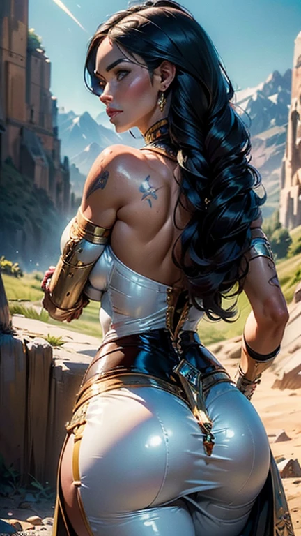 (masterpiece,best quality:1.2),ultra high res,(photorealistic), very long hair, blue eyes, sexy, slim, extremely beautiful eyes, dark eyeliner, mischievous, sultry, round breasts, middle part, white summer dress, black hair, shiny skin, wet clothes, gothgirl, thong, embarassed, calmart,desert detailed outdoor background,etalid dace,detailed hands,elf woman,full body,detailed eyes
