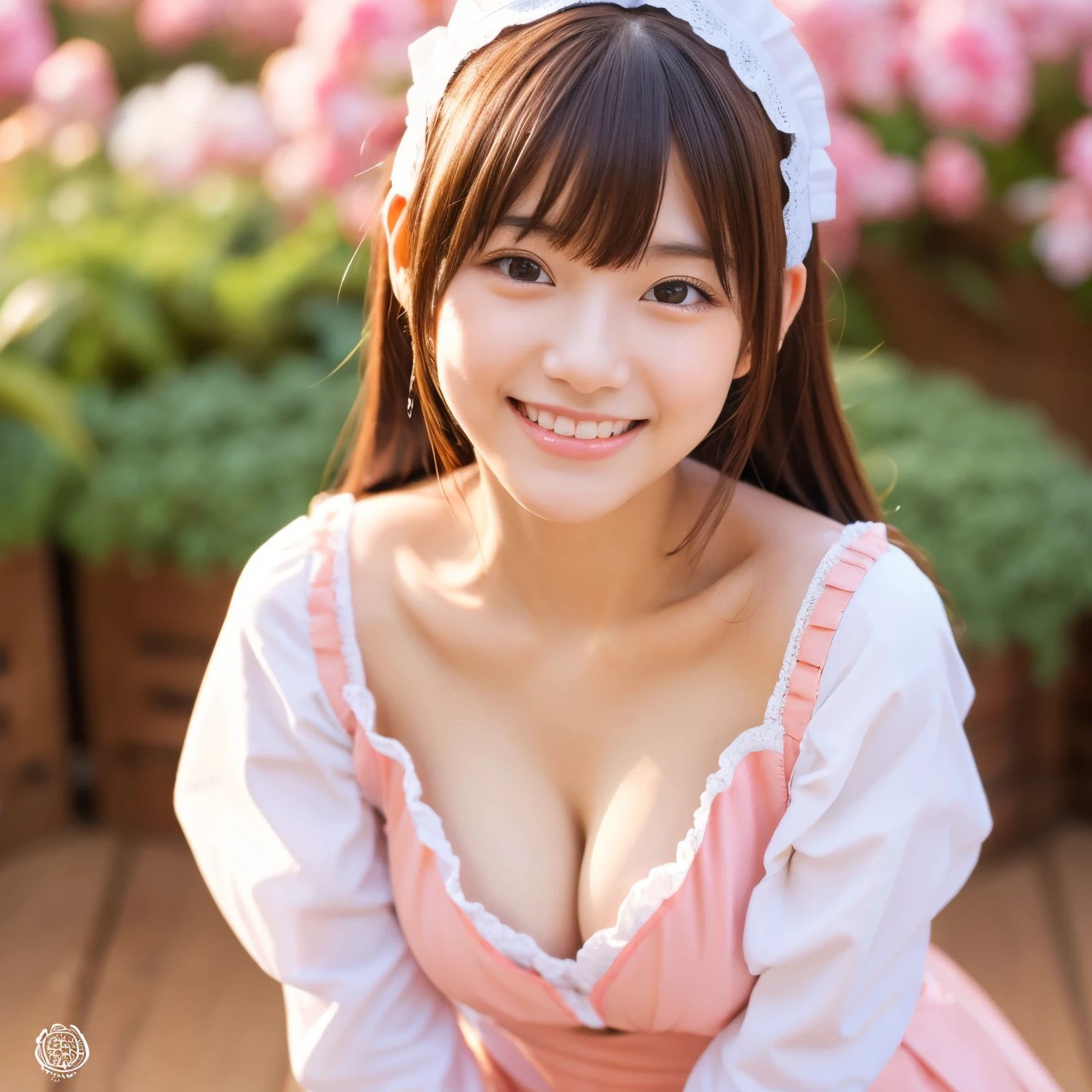 Cute face like a -yeld idSmiling Kindly　Japanese maid cafe outfit　Maid clothes　Cosplay　Cleavage　Medium bust　RAW Photos　Genuine　Genuine　High resolution　RAW Photos