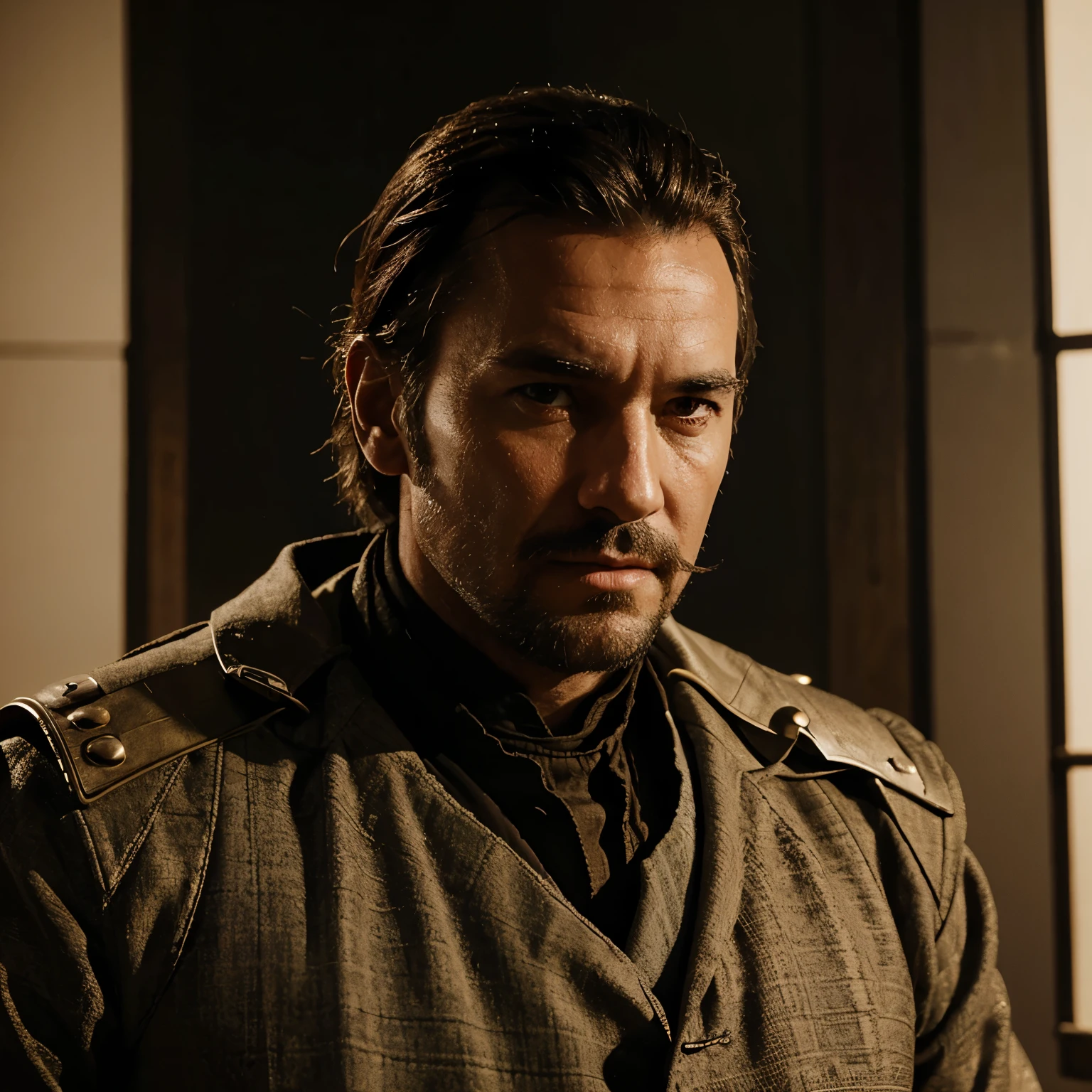 Make a drawing of Colonel Douglas Mortimer from the movie for a few dollars more 